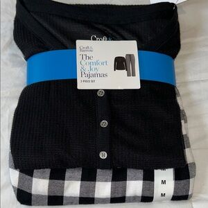 Croft & Barrow Pajama Set Buffalo Check Plaid Flannel Pants & Henley Top Medium